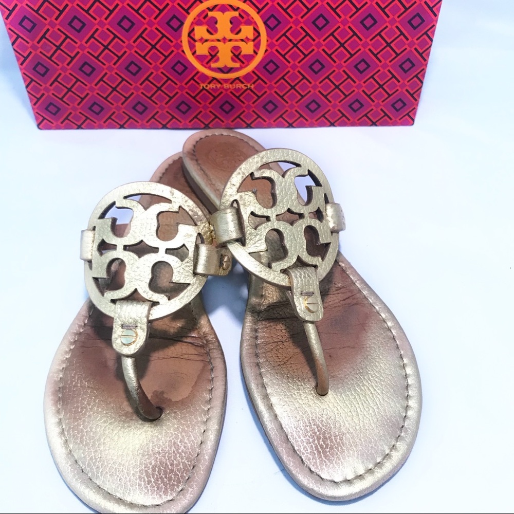 tory burch miller sandals 10.5 gold